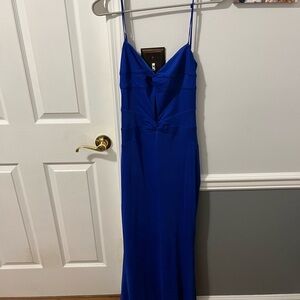 Formal Elegant Blue Spaghetti Strap Dress